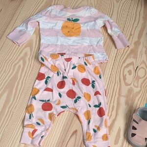 Hanna Andersson Pink and Orange Fruit Baby Set